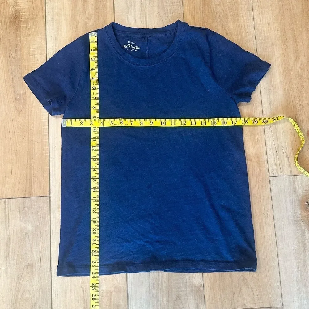J. Crew Girlfriend Crew Neck Tee 100% Cotton Navy Blue Size Small